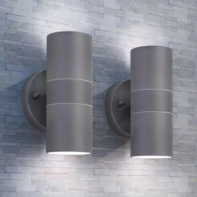 Afbeelding van LED wandlamp buiten op /neerwaarts RVS 2 st