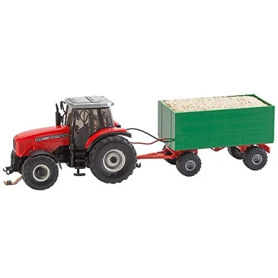 Afbeelding van Faller MF Tractor met haksel aanhanger (WIKING) modelbouwsets, hobbybouwspeelgoed voor kinderen, modelverf en accessoires