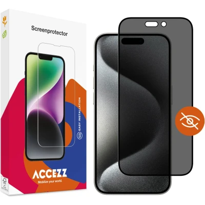 Afbeelding van Accezz Screenprotector Geschikt voor iPhone 15 Pro Max Gehard glas Privacy
