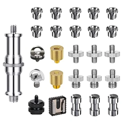 Afbeelding van Homeet 26 stuks camera schroeven 1/4 inch op 3/8 schroefdraadschroef duimschroeven statiefschroefdraad adapter schroef, compleet voor kogelkop, statief, monopod, snelwisselplaat