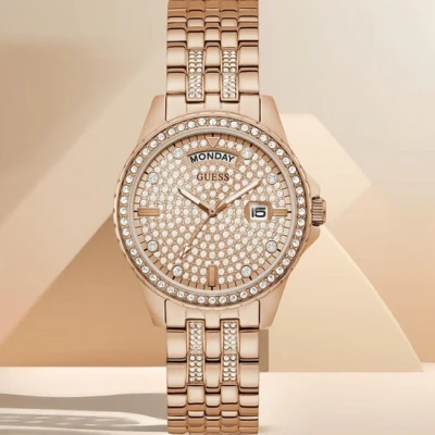 Afbeelding van Guess LADY Comet Horloge Rose goldcoloured, Dames, Maat: One Size, gold coloured