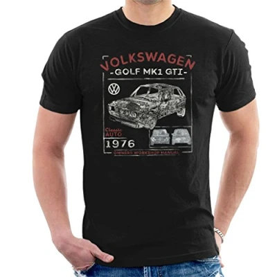 Afbeelding van Volkswagen Golf GTI Owners Workshop Manual T shirt voor heren, zwart.