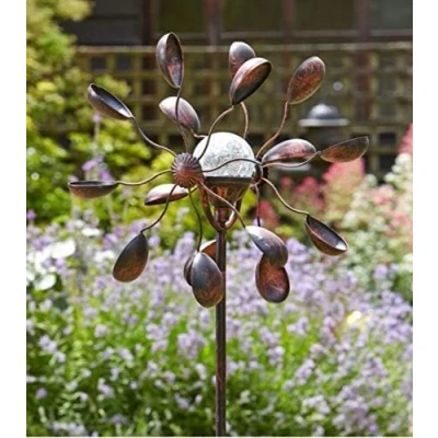 Afbeelding van Garden Mile Windmolen op zonne energie, extra groot, led sculptuur, tuindecoratie, meerkleurig, tweeling