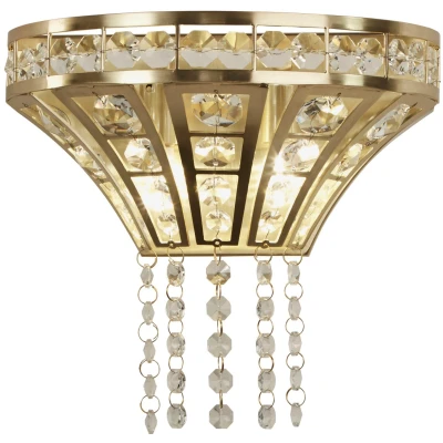 Afbeelding van Searchlight Gemma Wandlamp 25 X 24 Cm Satijn Messing En Transparant