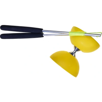 Afbeelding van Rubber Diabolo met Aluminium Stokken Geel