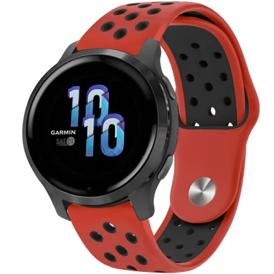 Afbeelding van iMoshion Siliconen sport 22 mm bandje Geschikt voor Garmin Venu 2 / Fenix 7 Pro 7s 6 Vivoactive 4 Polar Grit X Vantage M2 V2 Rood Zwart
