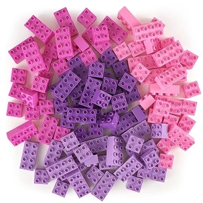 Afbeelding van Strictly Briks Big Bouwstenenset voor kinderen 100% compatibel met ander speelgoed van grote bouwstenen 108 stenen roze, magenta, lavendel, paars