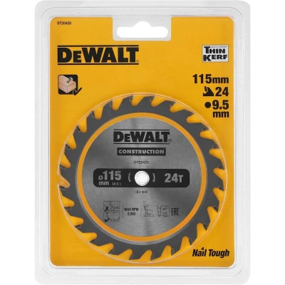 Afbeelding van DeWALT Cirkelzaagblad voor Hout Construction Ø 115mm Asgat 9,5mm 24T DT20420 QZ
