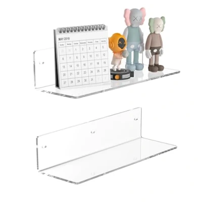 Afbeelding van Sezanrpt Set van 2 transparante wandplanken, 30 cm, vochtbestendig, acryl, voor badkamer, slaapkamer, woonkamer, detailhandel
