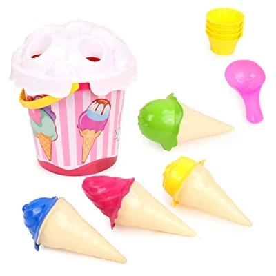 Afbeelding van BLUE SKY Strandset ijs strandspel 045880 wit 10 stuks kunststof speelgoed voor kinderen buitenspel zand 17 cm vanaf 18 maanden
