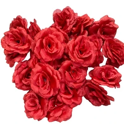 Afbeelding van Corkwaw 25 stuks kunstrozen van zijde, 7,6 cm, voor bruiloft, feest, huis, tuin, decoratie, knutselen, geschenkdoos (rood)