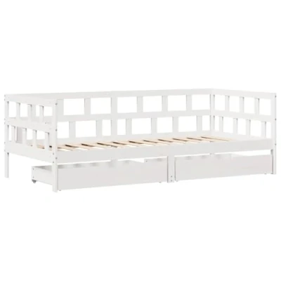 Afbeelding van vidaXL Slaapbank met lades 90x190 cm massief grenenhout wit