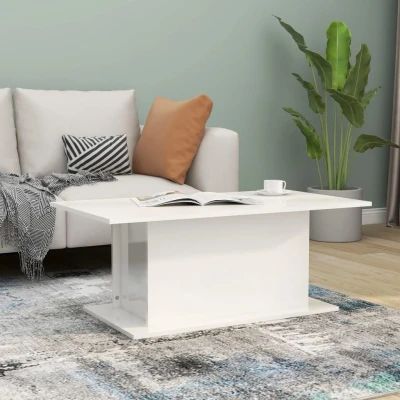 Afbeelding van Salontafel 102x55,5x40 cm spaanplaat hoogglans wit