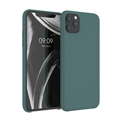 Afbeelding van kwmobile telefoonhoesje geschikt voor Apple iPhone 11 Pro Max Hoesje met siliconen coating Smartphone case in blauwgroen