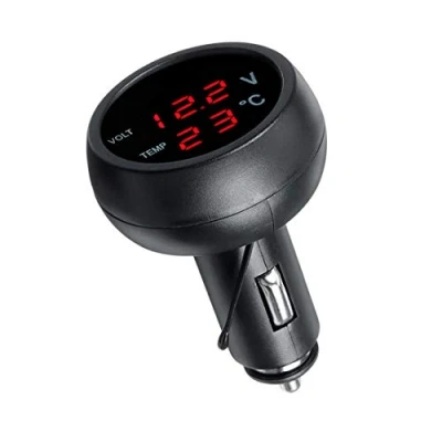 Afbeelding van GOFORJUMP 3 in 1 digitale led thermometer, USB oplader, sigarettenaansteker, voltmeter, functies, 12 V/24 V