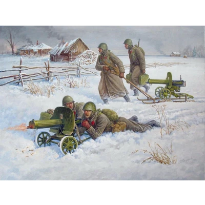 Afbeelding van Zvezda Soviet Machine gun W/crew (Winter Uniform) (Zve6220) modelbouwsets, hobbybouwspeelgoed voor kinderen, modelverf en accessoires
