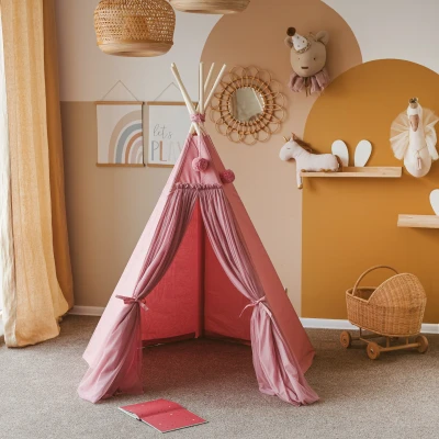 Afbeelding van Tipi tent speeltent met tule Roze