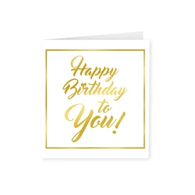 Afbeelding van Gold white cards Happy birthday