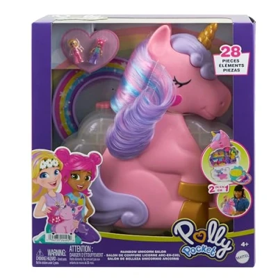 Afbeelding van Playset Polly Pocket Coffret Salon De Coiffure Licorne Arc En Ciel