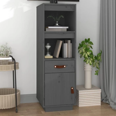Afbeelding van Hoge kast 34x40x108,5 cm massief grenenhout grijs