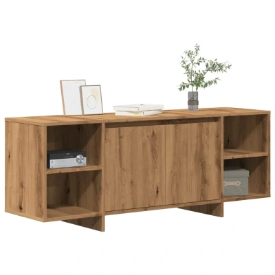 Afbeelding van Tv meubel 130x35x50 cm bewerkt hout artisanaal eikenkleur