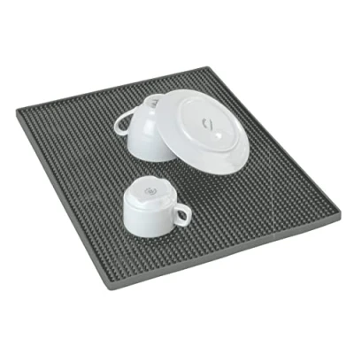 Afbeelding van Maxi, afdruipmat voor servies, extra grote rubbermat met noppenstructuur het drogen van servies en glazen, spoelbakmat hoogwaardig kunststof, vaatwasmachinebestendig, 40 x 30 cm, grijs