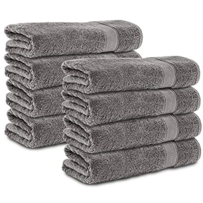 Afbeelding van Komfortec 8x Handdoek 50x100 100% Katoen Handdoekenset Zacht Antraciet