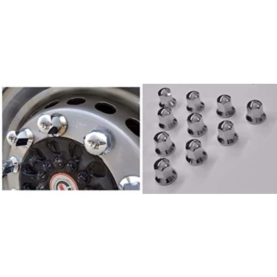 Afbeelding van 24/7Auto 33 mm verchroomde kunststof moerdoppen voor vrachtwagenwielen aanhanger, 30 stuks