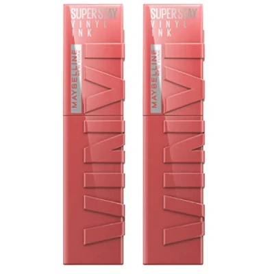 Afbeelding van Maybelline New York SuperStay vinyl Ink Lippenstift, kleur 35 Cheeky, glanzend en glanzend, effect, houdt tot 16 uur, formule zonder overdracht, 2 lippenstiften