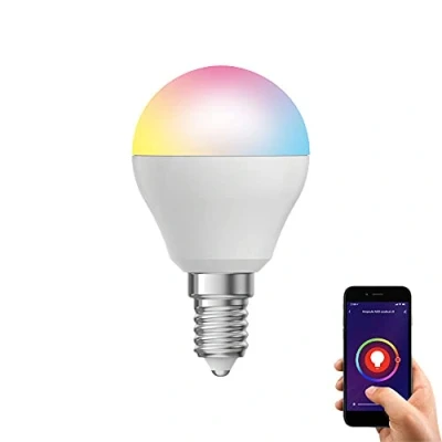 Afbeelding van Ledlamp, SMD, E14, P45, ondoorzichtig, 6 W, met variatie in kleur en helderheid, aangesloten lamp Alexa Google Home, E14 lamp, 400 lm, KV470PRVBCCT Xanlite