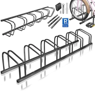 Afbeelding van Fietsrek / fietstandaard voor 6 fietsen lengte 160 cm 37 wielafstand bandbreedtes van 30 65 mm zwart