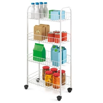 Afbeelding van Tomado Metaltex Keuken/Badkamer Opbergtrolley Pisa Met 4 Manden Zwart