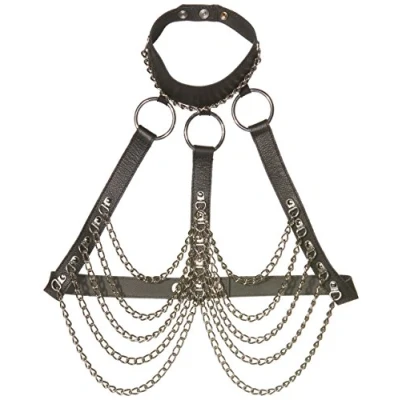 Afbeelding van Rimba Bondage Play BH van kettingen met halsband