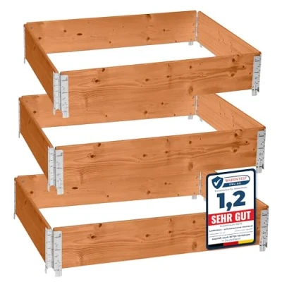 Afbeelding van Garronda Palletrand 3 Pack 120x80x20cm Bruint Bloemen Kruiden Palletframe Natuurlijke Verhoogde Bloembedden GD BUD PAL