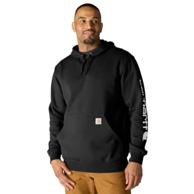 Afbeelding van Carhartt Felpa Vestibilità Ampia, Media Pesantezza, Con Logo Sulla Manica heren hoodie (1 stuk), zwart.