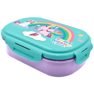 Afbeelding van Eenhoorn Broodtrommel Unicorn Lunchtrommel Met Bestek Sweet Dream Regenboog School