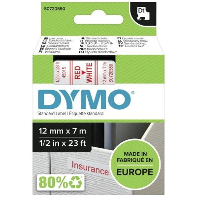 Afbeelding van Dymo 45015 (S0720550) Tape Rood op wit (12 mm)