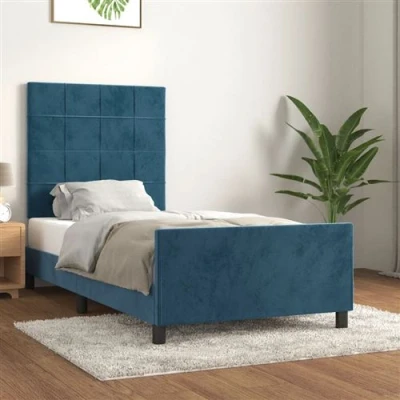 Afbeelding van vidaXL Bedframe met hoofdeinde fluweel donkerblauw 90x200 cm