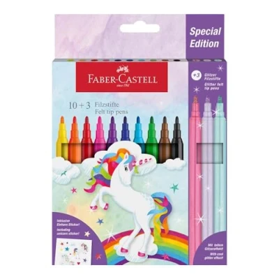 Afbeelding van Viltstiften Faber Castell Unicorn 10x standaard kleuren 3x pastel kl