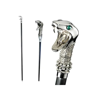 Afbeelding van The Noble Collection Harry Potter Lucius Malfidus Cane met Wand 117 cm (117 cm) Replica Walking Stick Snake Head Officieel gelicentieerde filmset filmrekwisieten geschenken