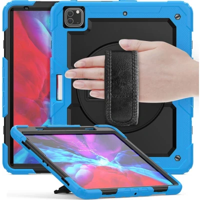 Afbeelding van Casecentive handstrap Pro Hardcase with iPad 12.9&quot; 2022 / 2021 2020 2018 blue