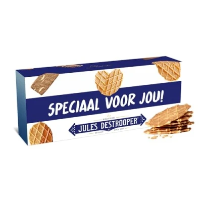 Afbeelding van Jules Destrooper Natuurboterwafels &quot;Speciaal voor jou! / Spécialement pour toi!&quot; 2 dozen met Belgische koekjes 100g x