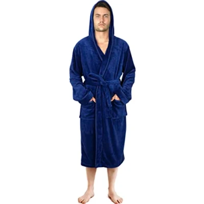 Afbeelding van NY Threads Badjas Voor heren, Fleece, Met capuchon, Pluche en behaaglijke badjas, Marinier