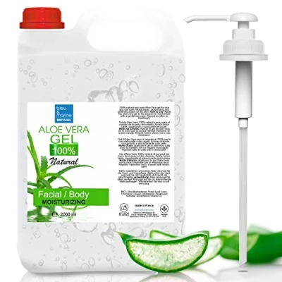 Afbeelding van Aloë Vera gel, 100% natuurlijk, hydraterend voor gezicht, lichaam, plating haar, kalmerend na ontharing, verzorging de zon, after shave, anti acne, 2000 ml