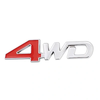 Afbeelding van 3D metalen auto embleem voor auto, 4 wielaandrijving, x 4, zilverrood