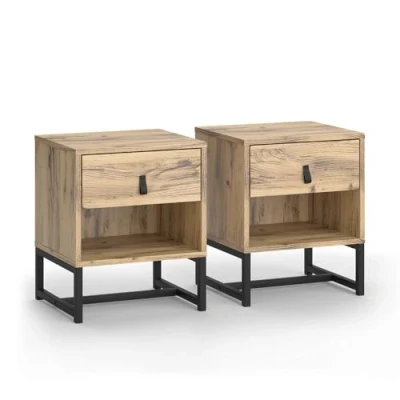 Afbeelding van Vicco Nachtkastje Ezra, Eiken, 39 x 47 cm Set van 2