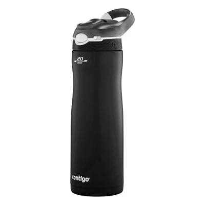 Afbeelding van Contigo Ashland Chill drinkfles met rietje, grote BPA vrije roestvrijstalen waterfles, thermosfles lekvrij, houdt dranken tot 24 uur koel; voor sport, fietsen, joggen, wandelen, 590 ml Matte Black