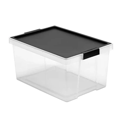 Afbeelding van TATAY Opbergdoos met deksel, inhoud 35 l, handgrepen, deksel van gerecycled polypropyleen, transparant, BPA vrij, zwart, afmetingen 37 x 51 26 cm.