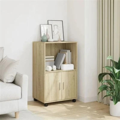 Afbeelding van Rolkast 55x40x91 cm bewerkt hout sonoma eikenkleurig