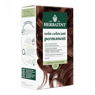 Image de Herbatint Soin Colorant Permanent Cheveux 5R Châtain Clair Cuivré 170ml Sans Ammoniaque, 100% Couverture Blancs Testé Dermatologiquement pour Peaux Sensibles, avec 8 Extraits Végétaux Bio
